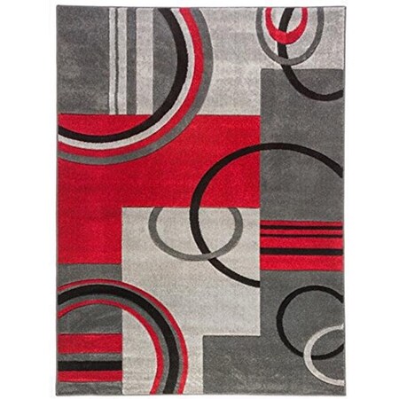 Infinity Home Infinity Home 600104 3 ft. 11 in. x 5 ft. 3 in. Ruby Galaxy Waves Area Rug - Grey & Red 600104
